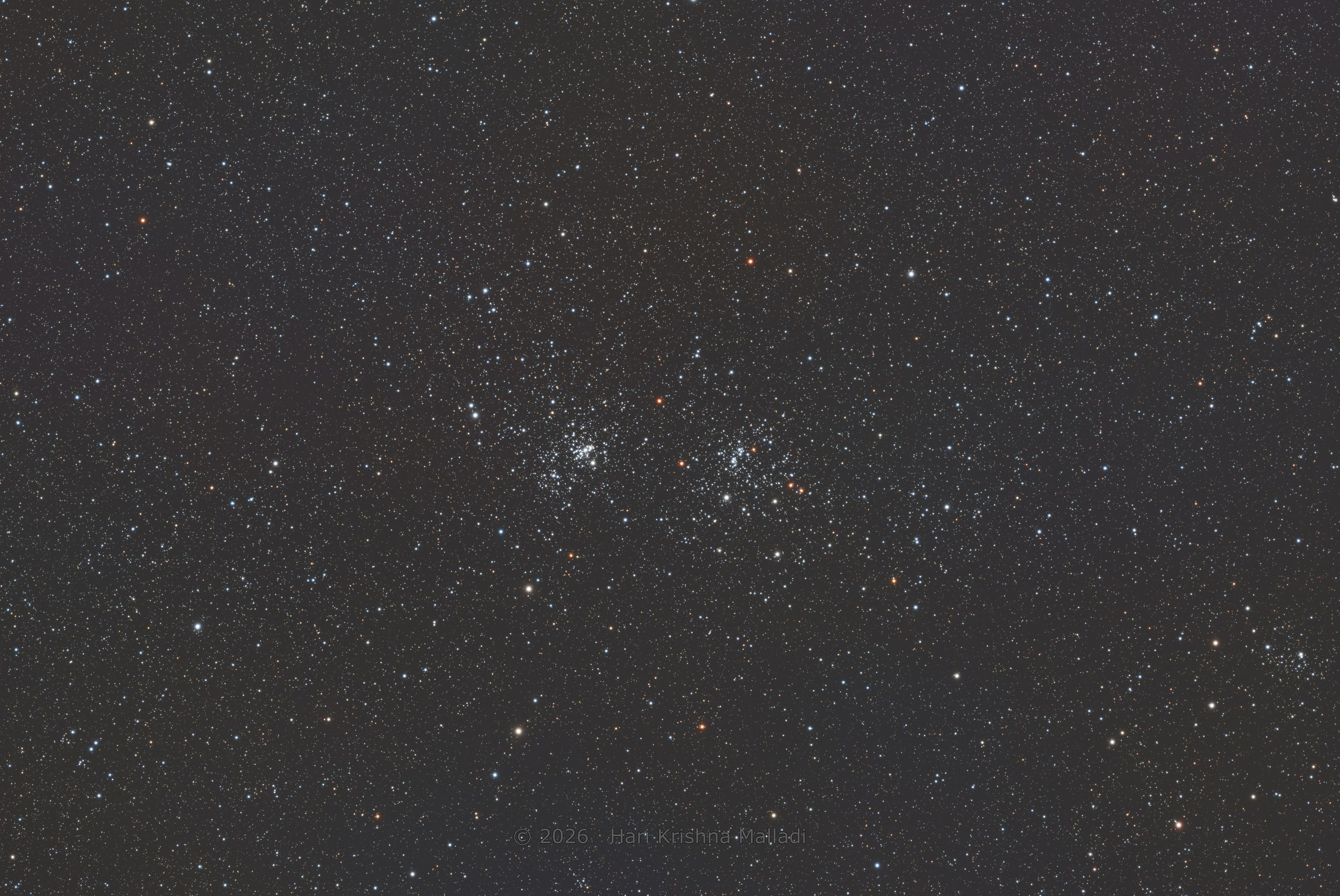 Double Cluster, photographed by Hari Krishna Malladi.